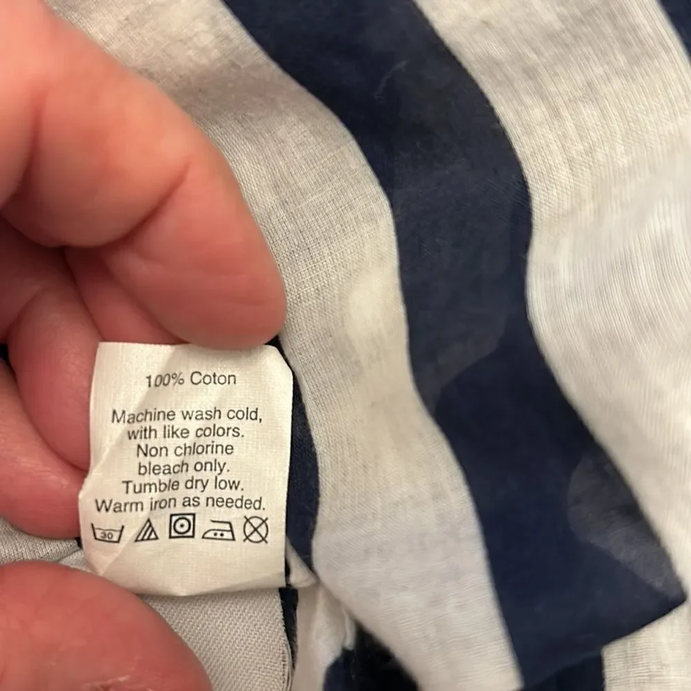 J Crew navy white striped sheer cotton cover up Size XXS EUC
